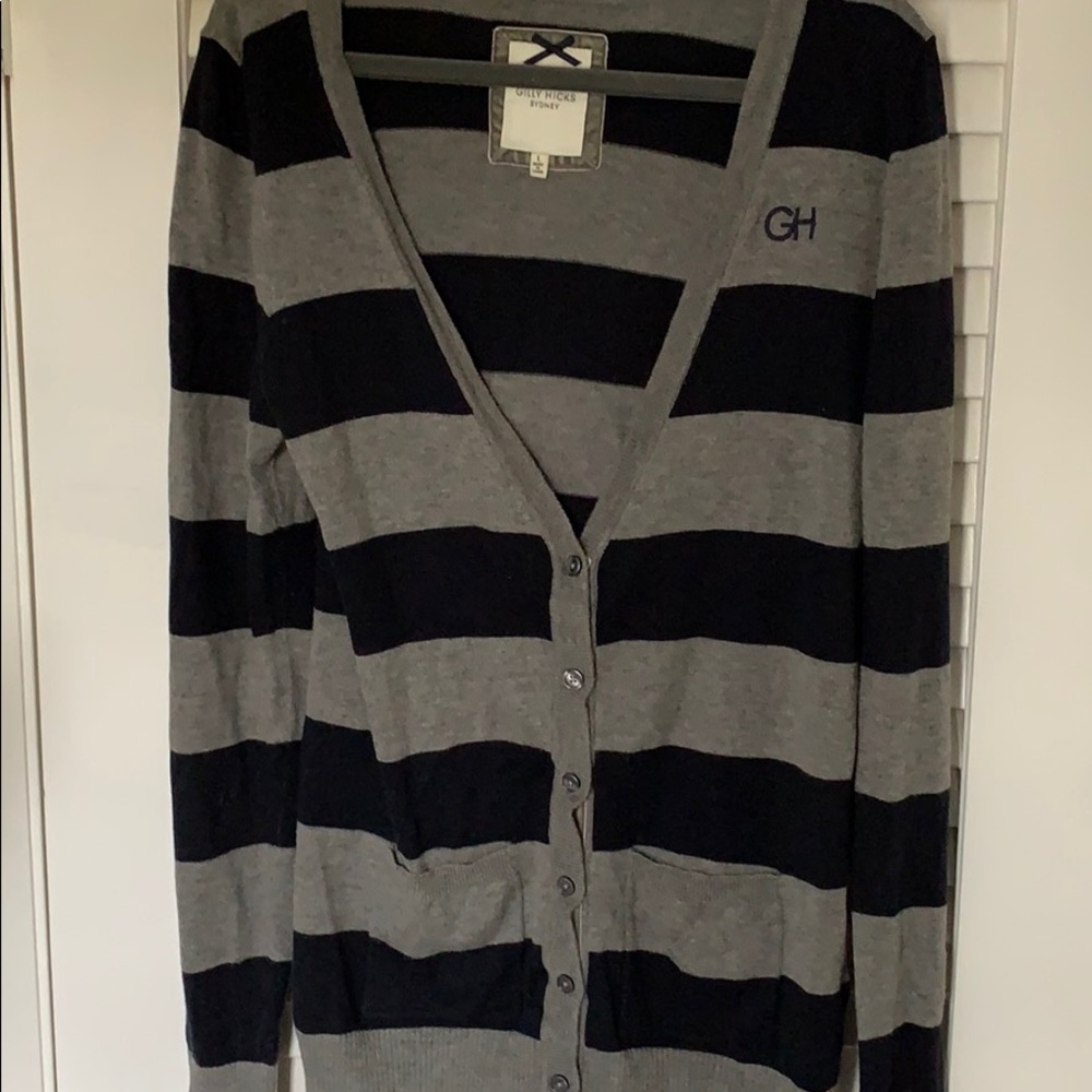 Navy and Grey Striped Gilly Hicks Cardigan